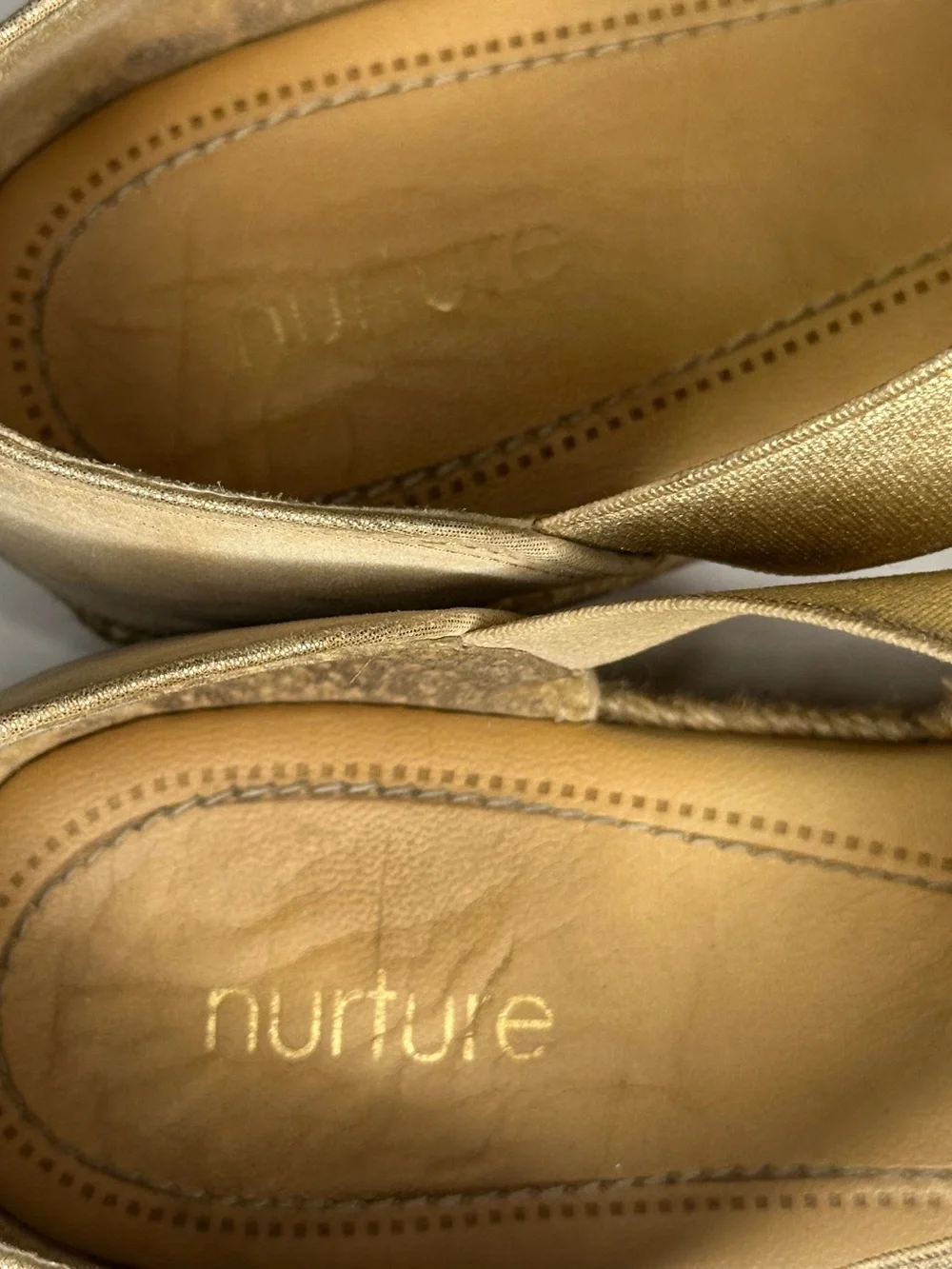 Nurture Gold Perforated Espadrille Slip-On Flats